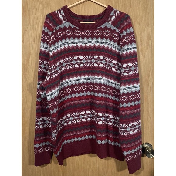 Lands' End Fair Isle Nordic Sweater Ski Wool Blend Pullover Holiday Men's Sz XL - Picture 1 of 8